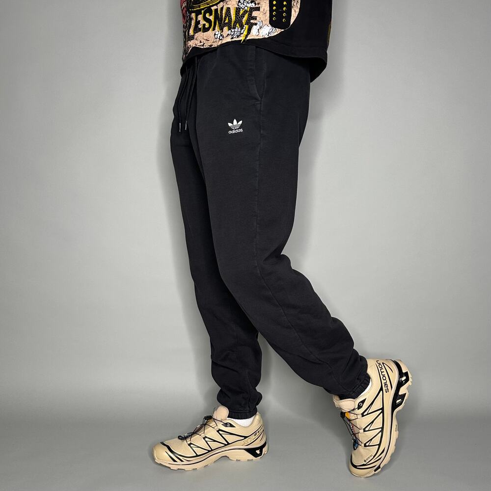 Vintage Y2K Adidas Sweatpants Mens XS Jet Black White Logo Cotton Joggers